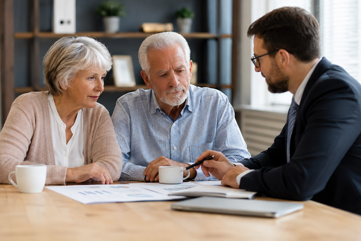 Advisor meeting with a retired couple